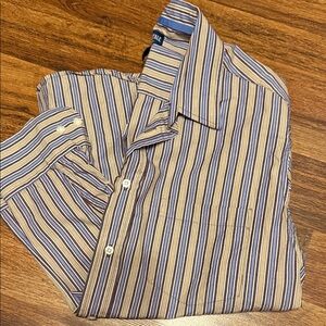 Aeropostale Men's Striped Shirt in Blue and Brown